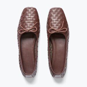 Freda Salvador Jada Square Toe Ballet Flat Umber Woven Calf 7 NEW